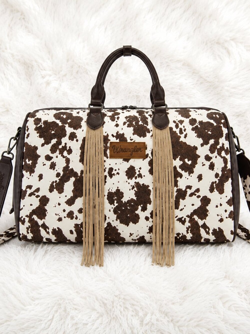 Wrangler Cow Print Weekender Duffel Bag Large Carry-On NWT
